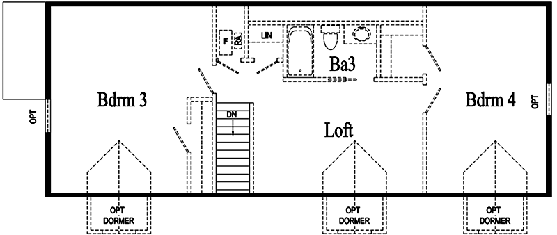 Augusta HP103-A Unfinished Second Floor Floor Plan - Click To Enlarge Floor Plan
