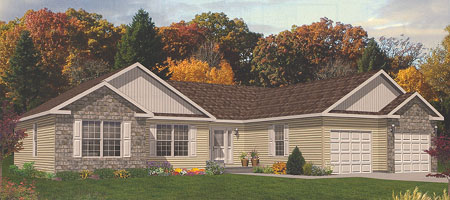 Artist's Rendering of The Stratford Ranch Modular Home (Pennwest Homes Model: HT101-A)