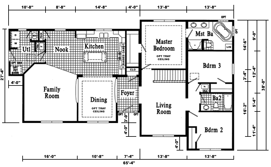 Berwick Model HT102-A Ranch Home - Floor Plan