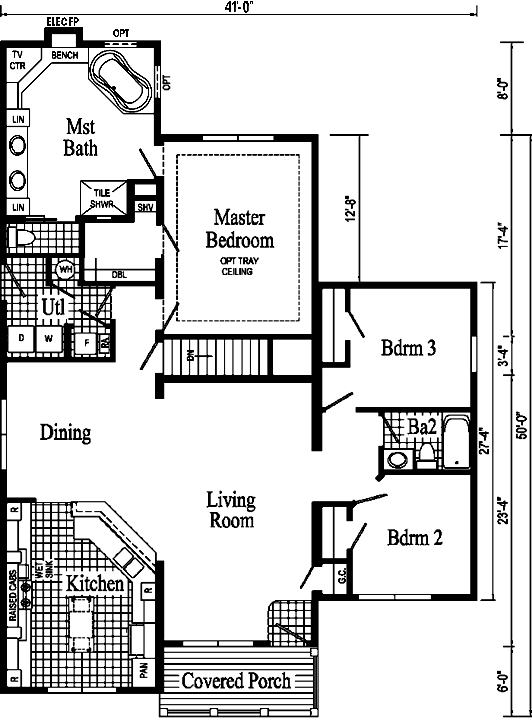 Covington II Model HF116-A Ranch Home - Floor Plan
