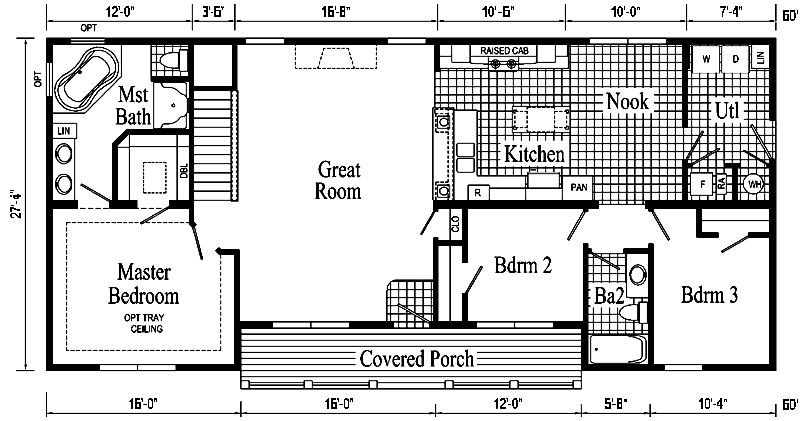 Davenport Model HR114-A Ranch Home - Floor Plan