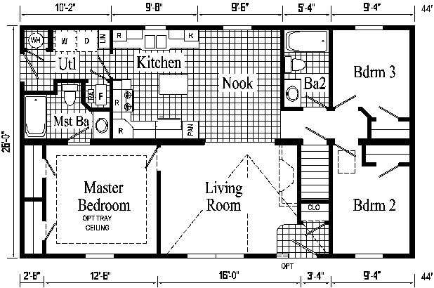 Edgewood Model HV103-A Ranch Home - Floor Plan