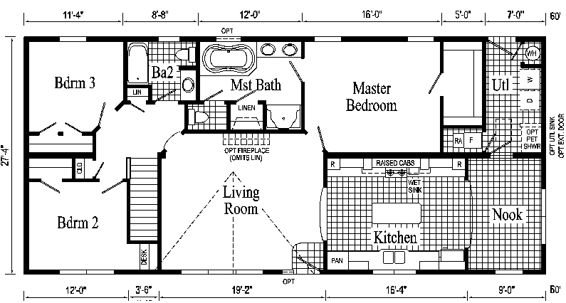 Hanover Model HR107-A Ranch Home - Floor Plan