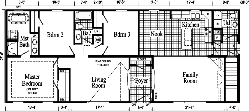 Jamestown Model HR104-A Ranch Home - Floor Plan