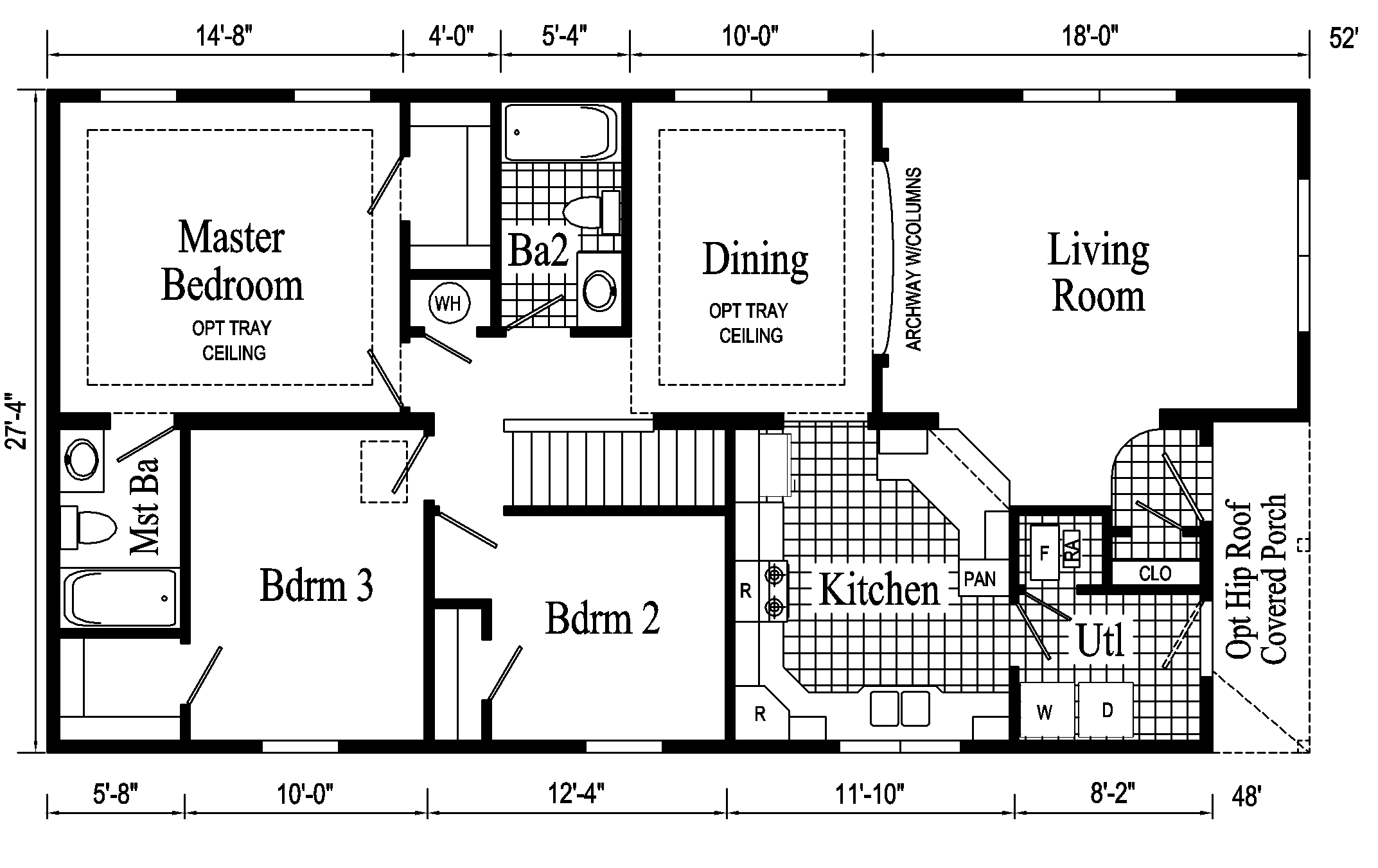 Newport Model HR110-A Ranch Home - Floor Plan