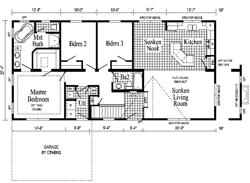 Windham Model HR102-A Ranch Home - Floor Plan